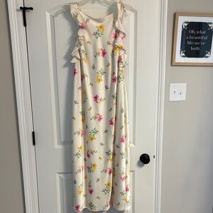 A New Day Cream Maxi Dress with Pink and Yellow Floral